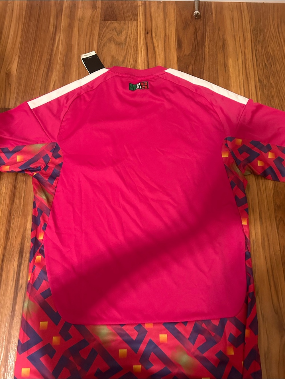 adidas Mexico Hot Pink Soccer (goalkeeper) Jersey with Multicolor Pattern - Picture 2 of 5